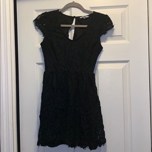 Black floral lace dress